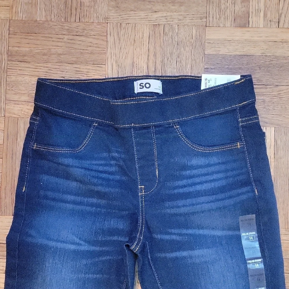 SO Dark Blue Mid Rise Pull-on Jeggings SIZE 14